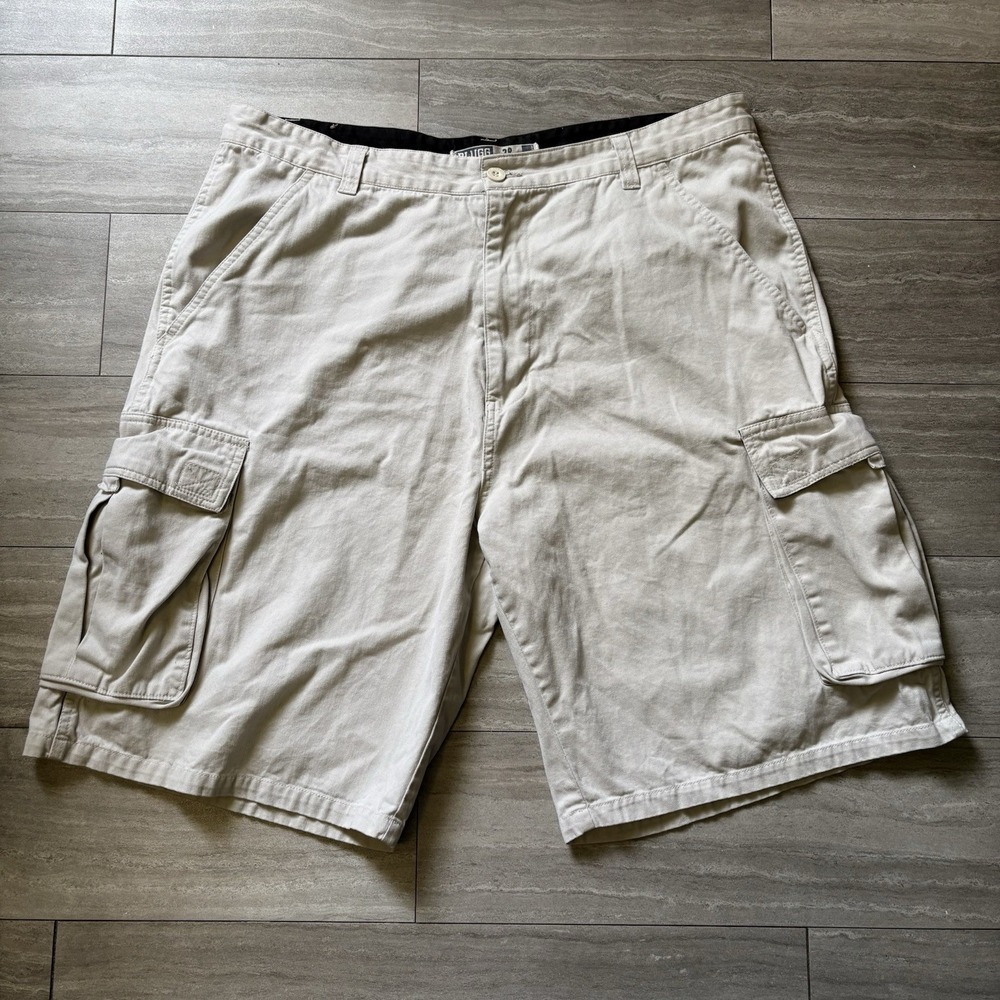 Plugg Mens Cargo Shorts Size 38 Tan Khaki Cotton Utility Multi Pocket Casual